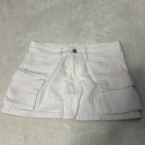 White mini cargo skirt